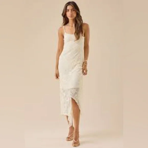 knee length dresses for ladies Roxanne Deep V Back Ditsy Floral Print Maxi Dress – BowsBoutiques main image 0
